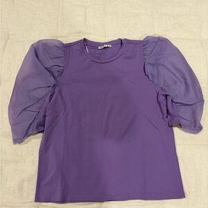 Zara Purple Women's Blouse with Puff Sleeves